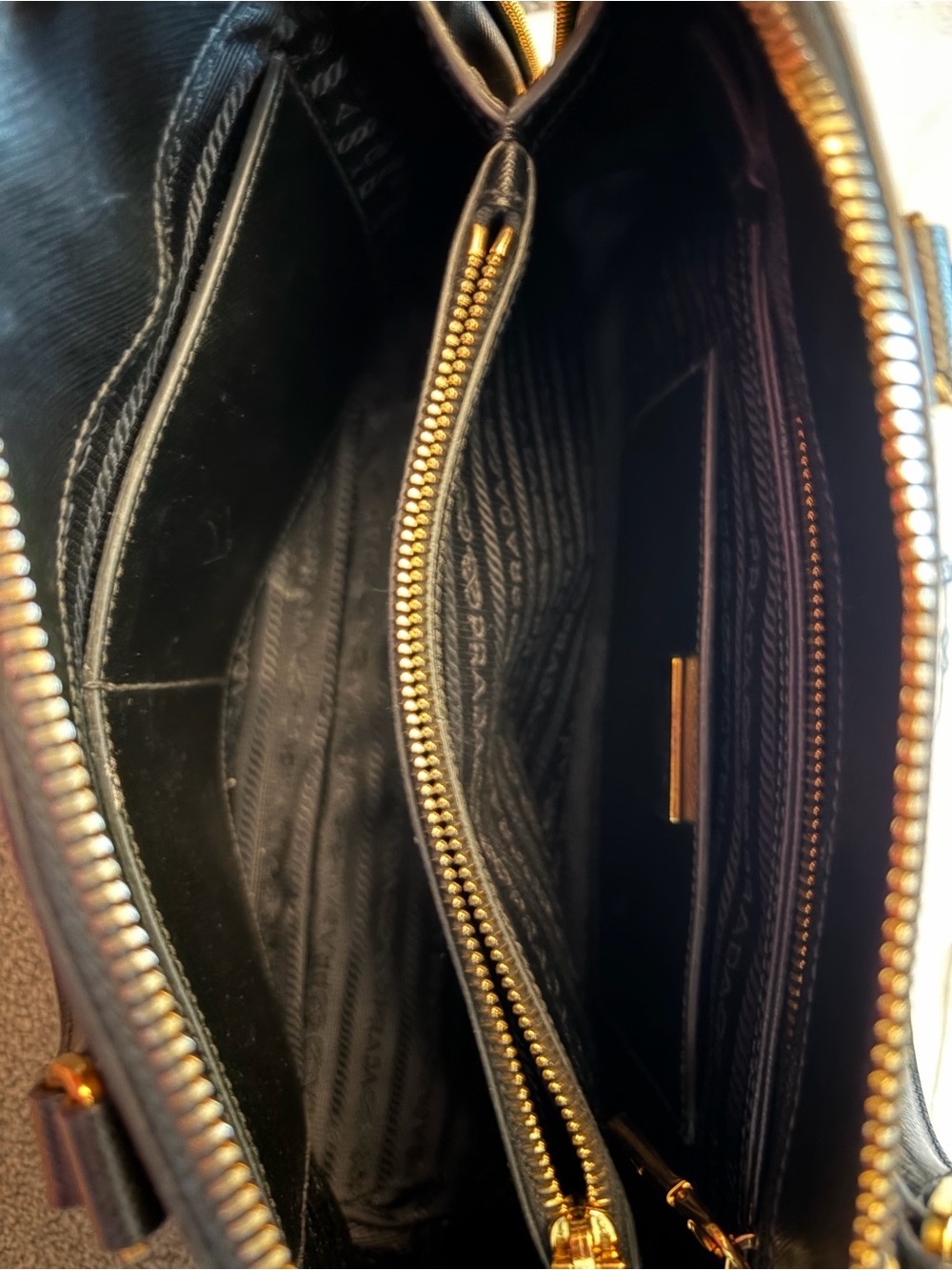 Prada Black Saffiano Satchel with Gold Hardware and Removable Strap - Picture 9 of 16